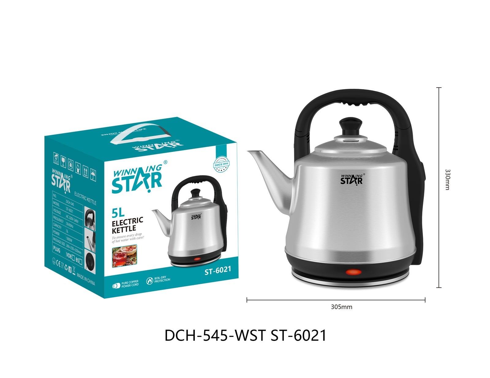 Bouilloire électrique ST-6021 WINNINGSTAR 5 L