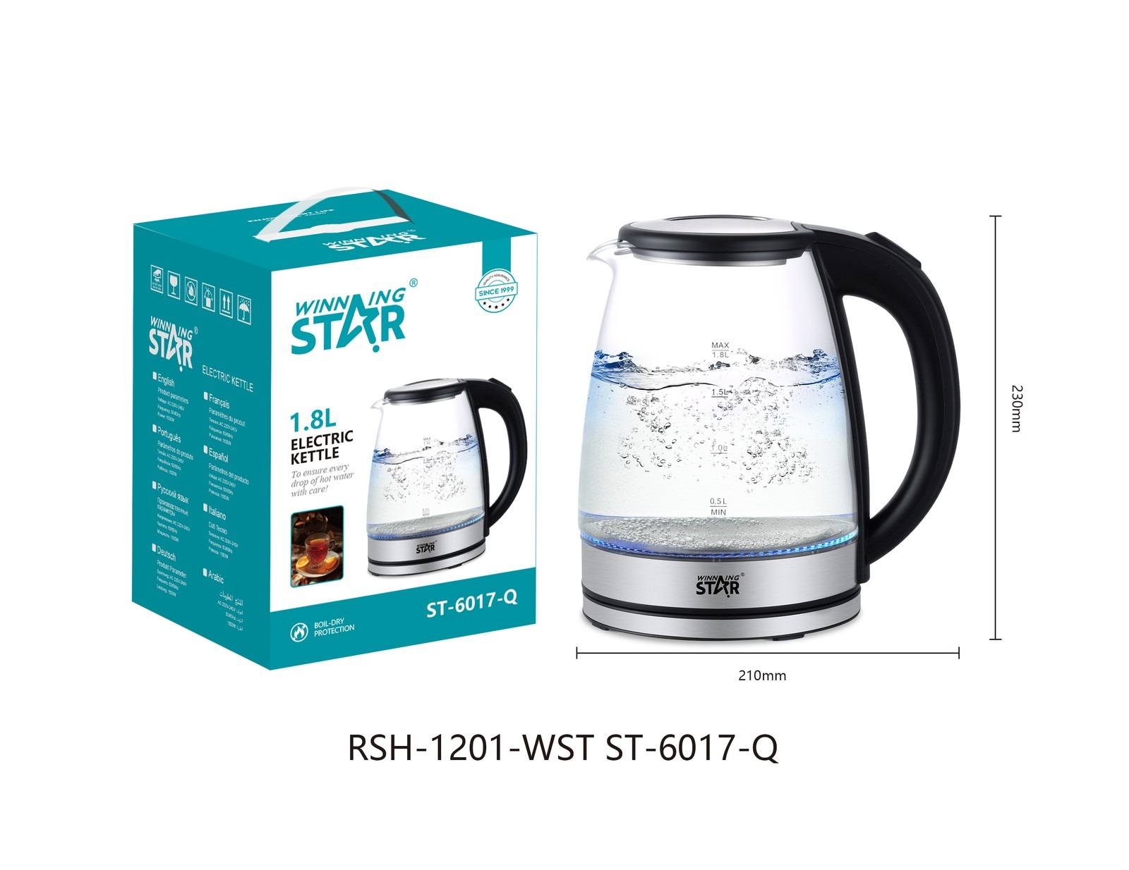 Bouilloire électrique ST-6017-Q WINNINGSTAR 1,8 L, 1500 W