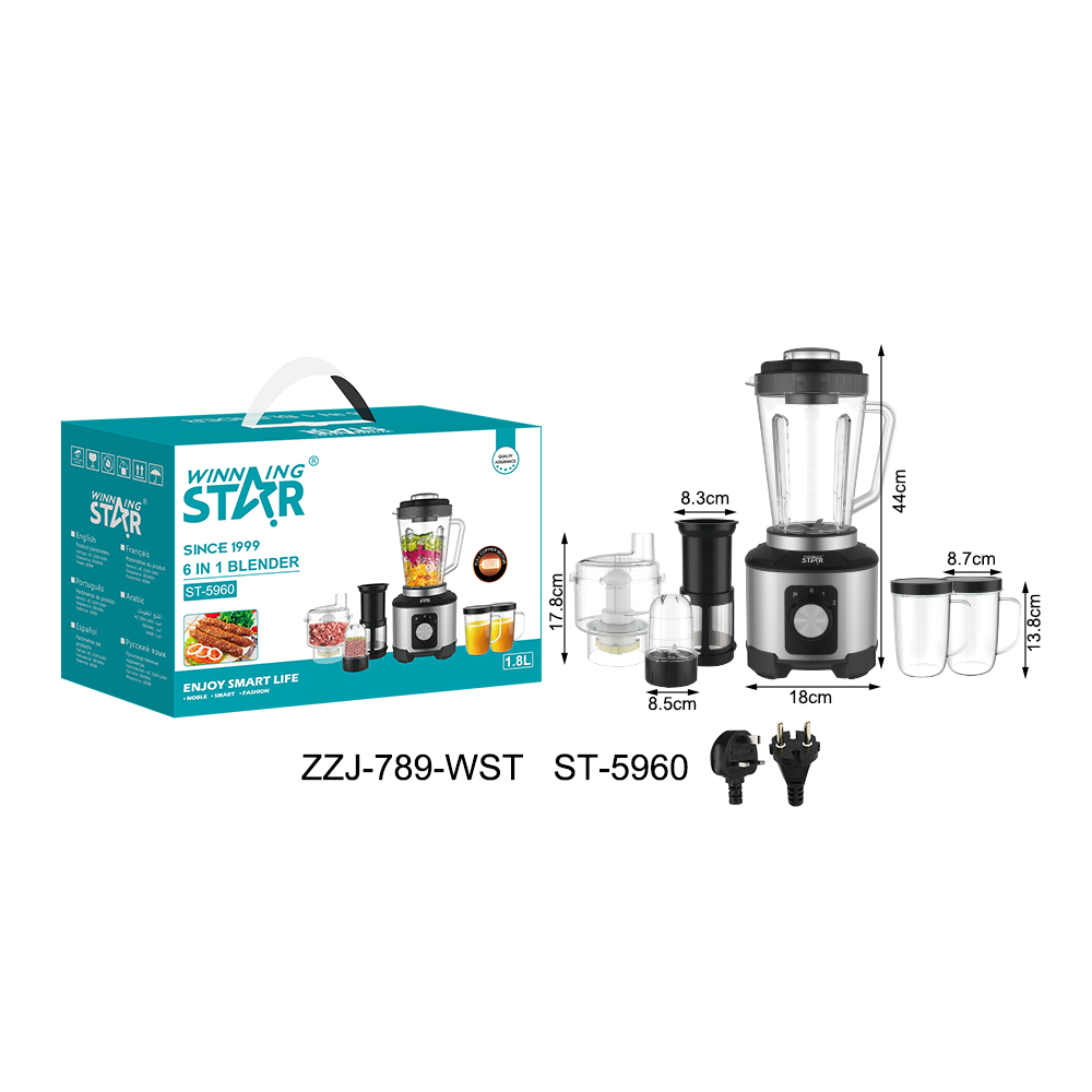 Extracteur de jus ST-5960 WINNINGSTAR 6 en 1, 1,8 L, à 6 lames