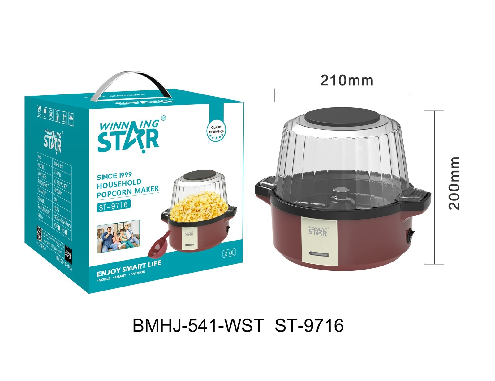Machine à pop-corn ST-9716 WINNINGSTAR 1200 W - version premium