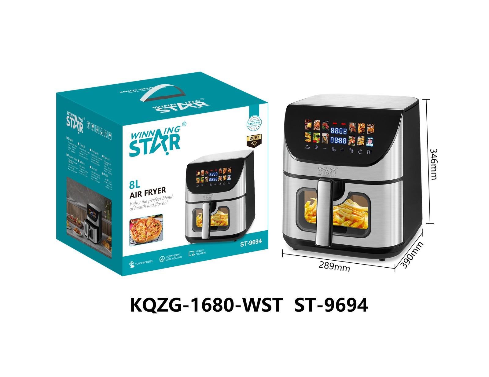 Friteuse à air chaud ST-9694 WINNINGSTAR 8 L, 1700 W, tactile