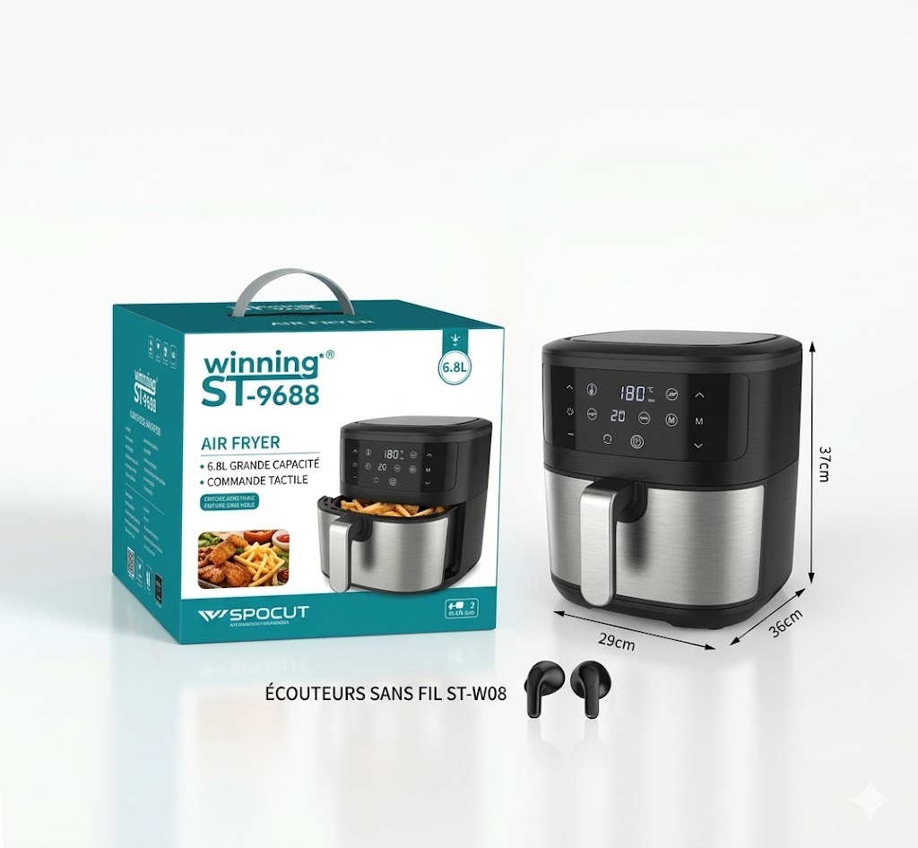 Friteuse à air chaud ST-9688 WINNINGSTAR 6 L, 1500 W, tactile