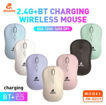 Souris Dual-Mode JW-D223 – Bluetooth + 2.4G – Rechargeable Type-C – Batterie Lithium 500mAh Longue Durée – Ultra-Compatible Tablettes & Smartphones