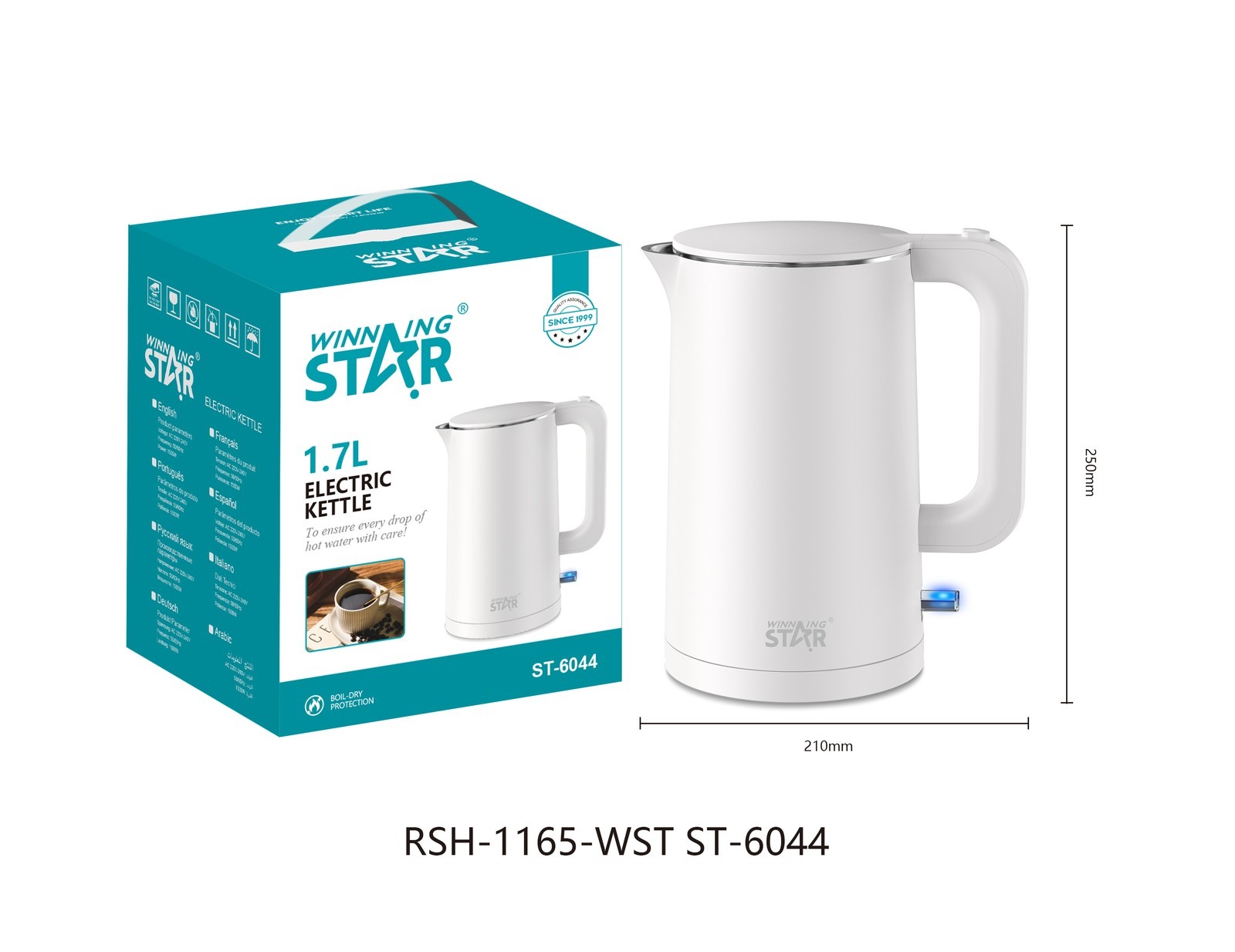 Bouilloire électrique ST-6044 WINNINGSTAR 1,7 L, 1500 W - Blanc