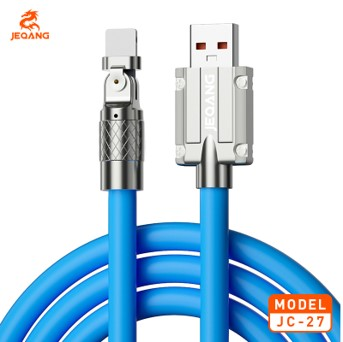 Câble Gaming iOS JC-27 – Connecteur Coude 180° – Silicone Ultra-Résistant