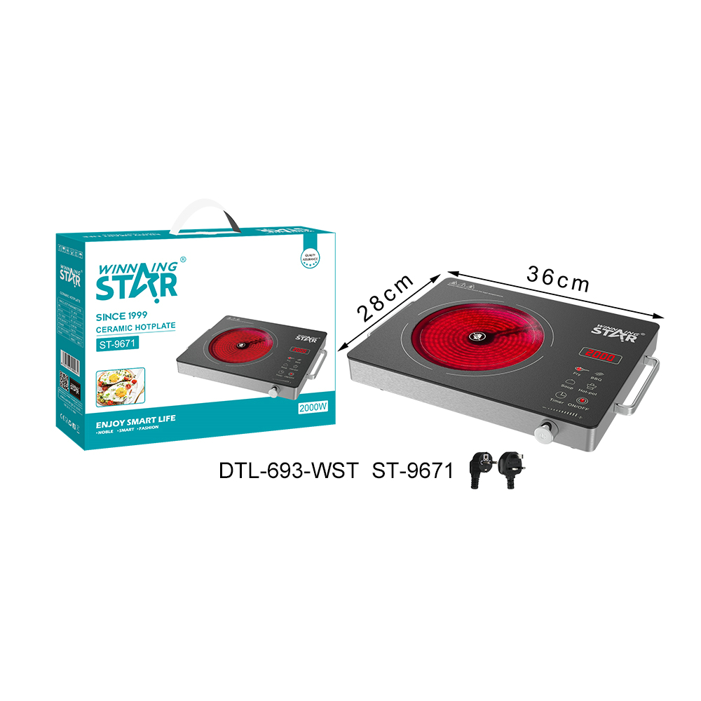 Poêle vitrocéramique électrique ST-9671 WINNINGSTAR 2000 W, tactile