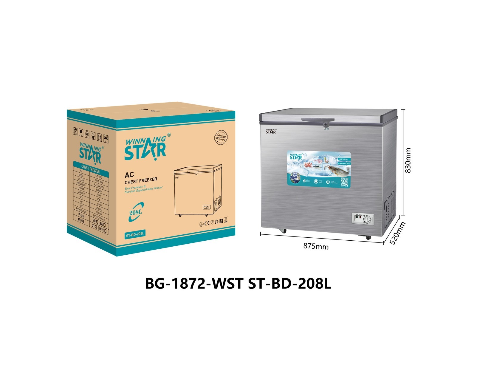 Congélateur ST-BD-208L WINNINGSTAR 208 L - Blanc