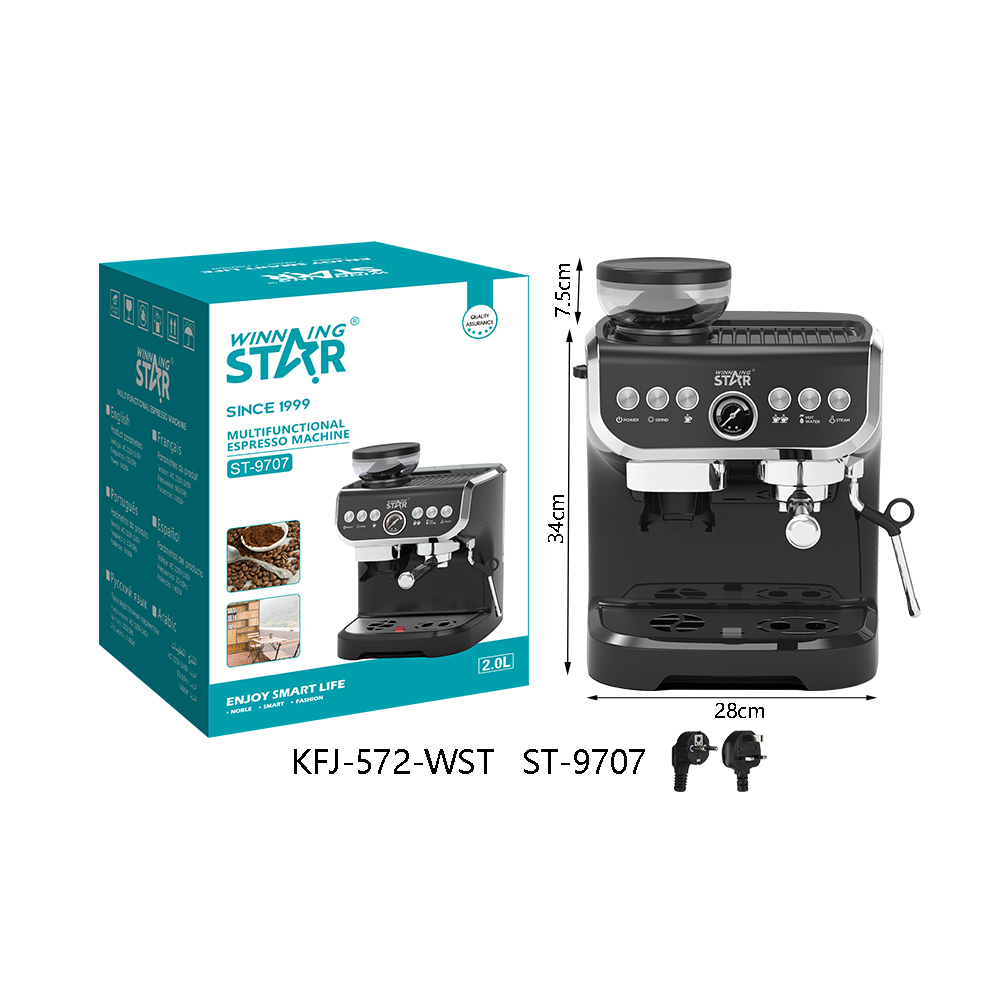 Cafetière à broyeur ST-9707 WINNINGSTAR à vapeur, 2 L