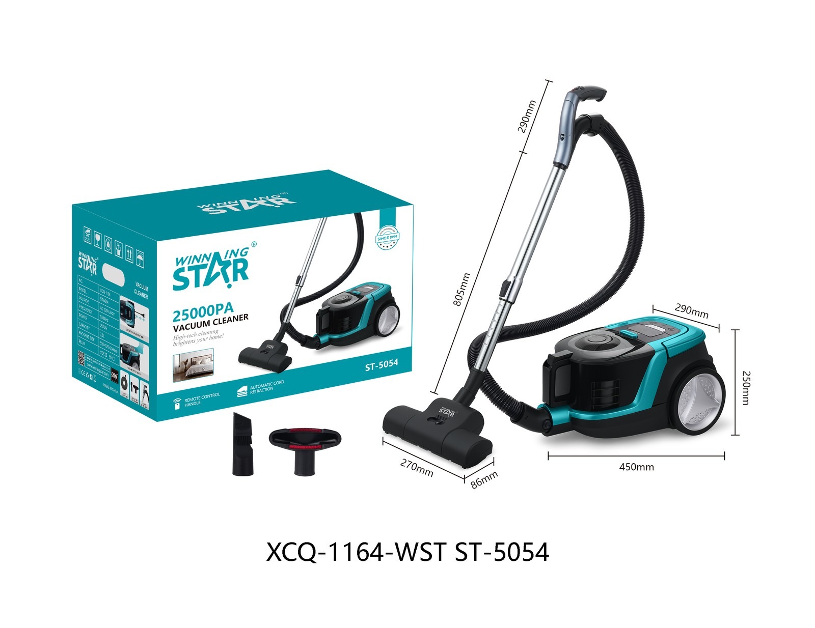 Aspirateur traîneau ST-5054 WINNINGSTAR avec affichage numérique, 3,5 L, 2500 W