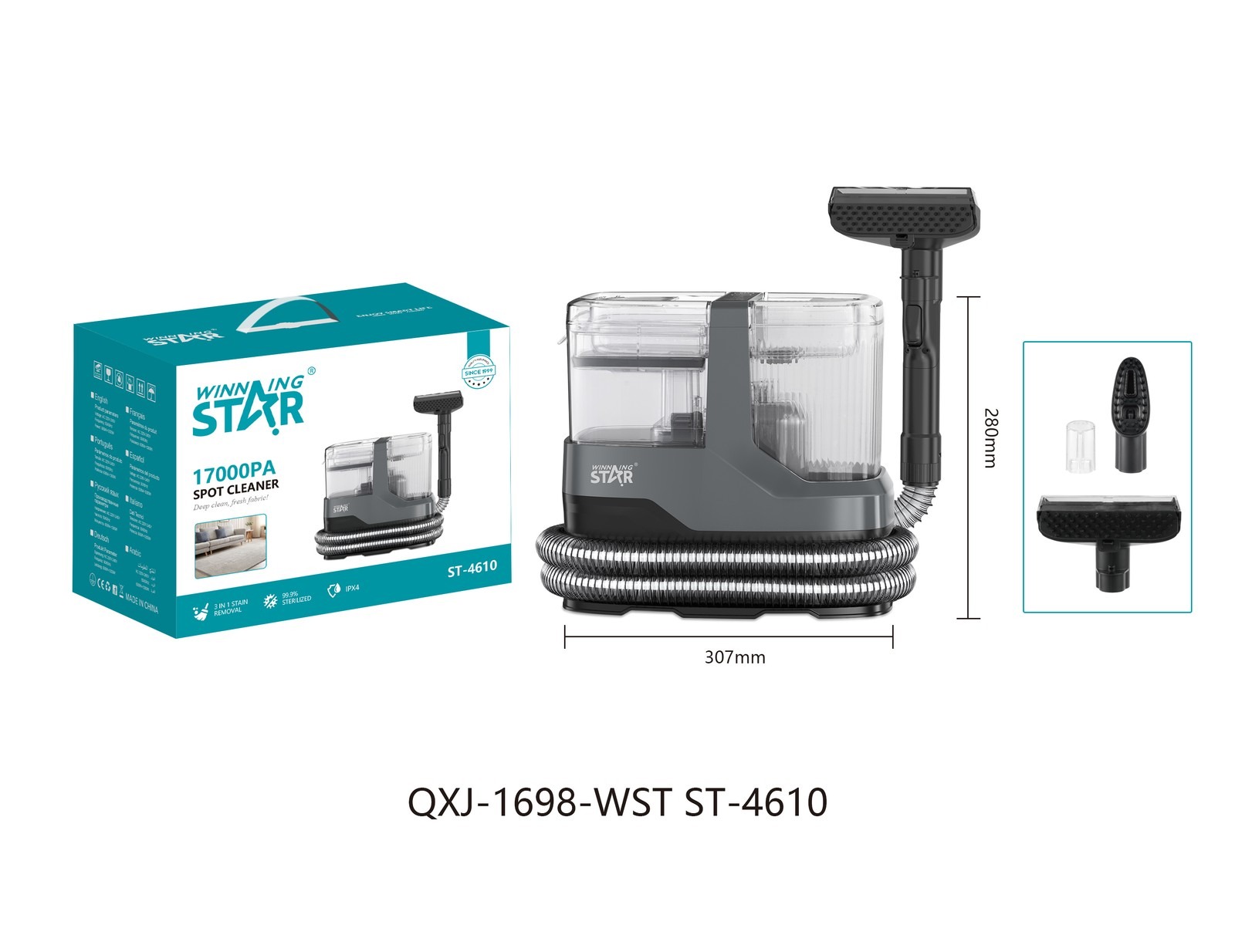 Machine à laver le linge ST-4610 WINNINGSTAR à vapeur, étanche IPX4