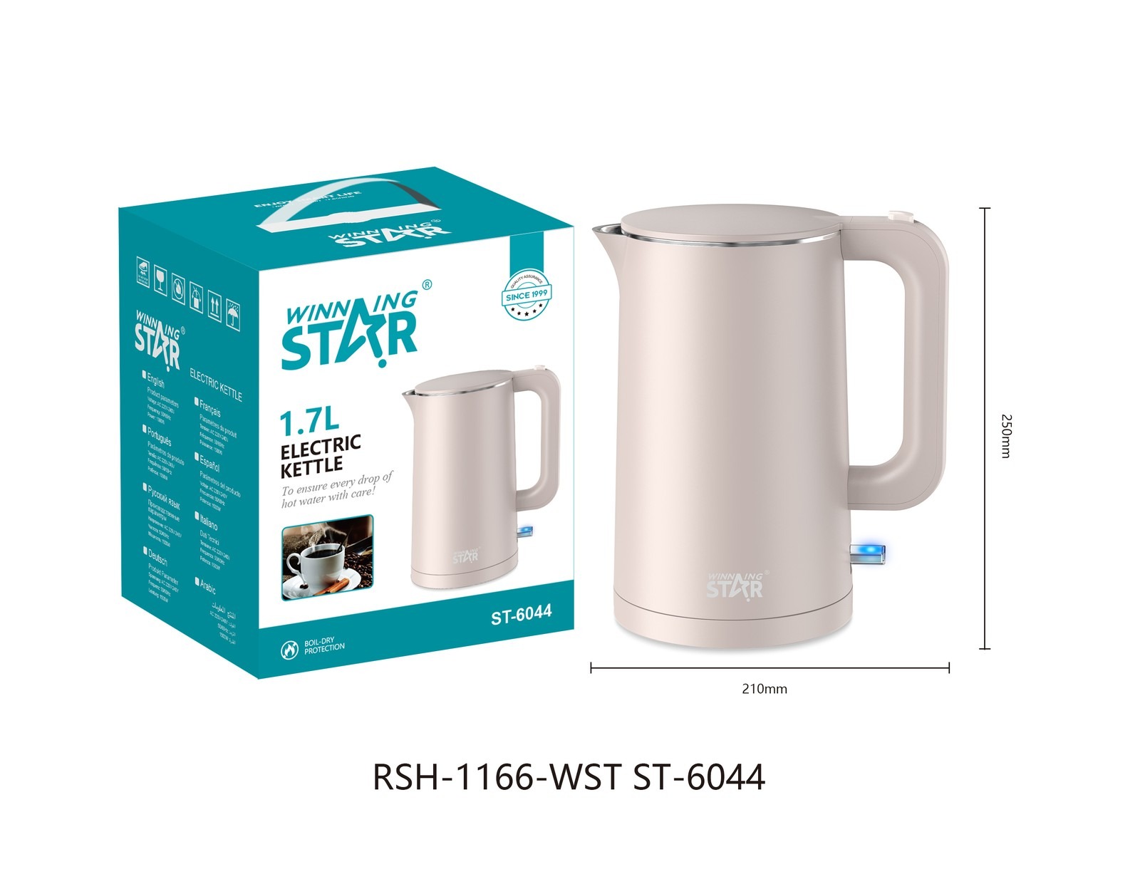 Bouilloire électrique ST-6044 WINNINGSTAR 1,7 L, 1500 W - Abricot