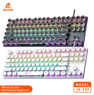 Clavier Mécanique JK-939 – 87 Touches Style "Punk" – Switchs Verts (Blue Switch Feel) – Rétroéclairage Dazzle 7 Couleurs – Châssis Compact TKL