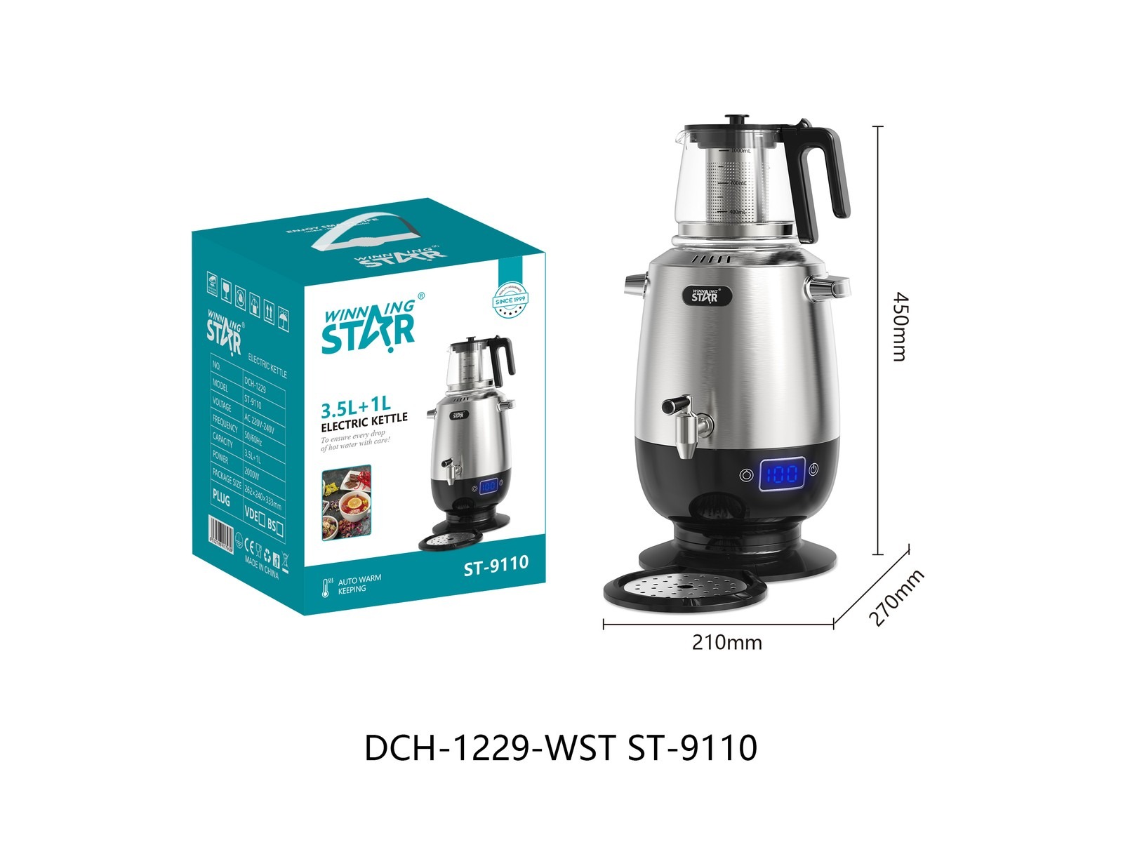 Bouilloire électrique ST-9110 WINNINGSTAR 3,5 L