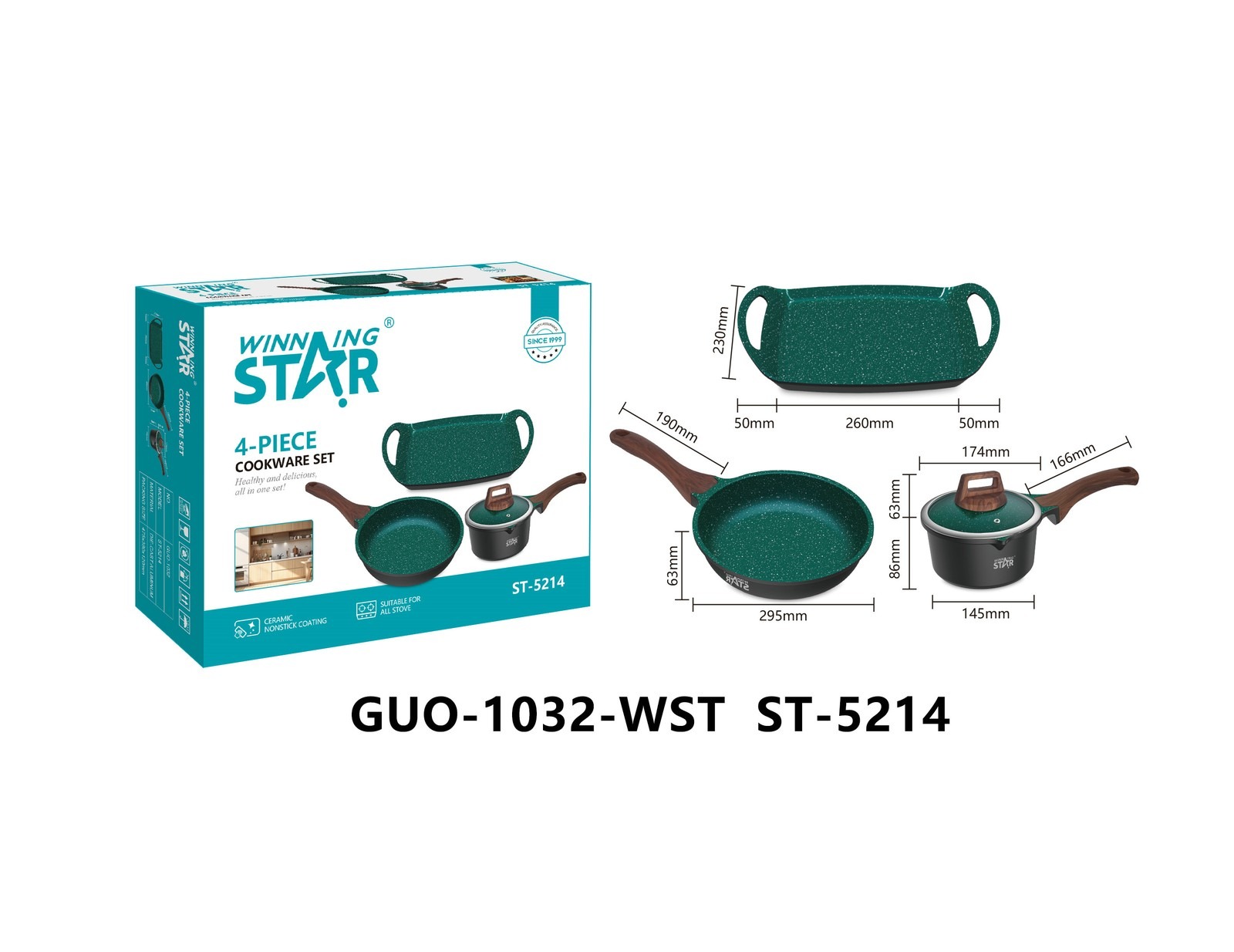Batterie de cuisine antiadhésive ST-5214 WINNINGSTAR 1,4 L