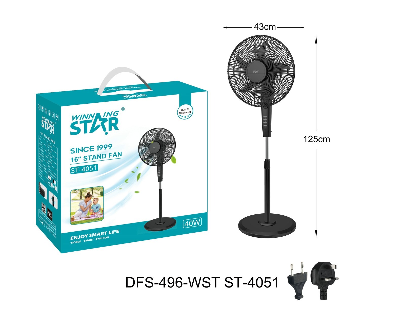 Ventilateur électrique ST-4051 WINNINGSTAR 16 pouces - Noir