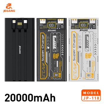 Power Bank Haute Capacité JP-118 – 20 000 mAh – Charge Ultra-Rapide 22.5W