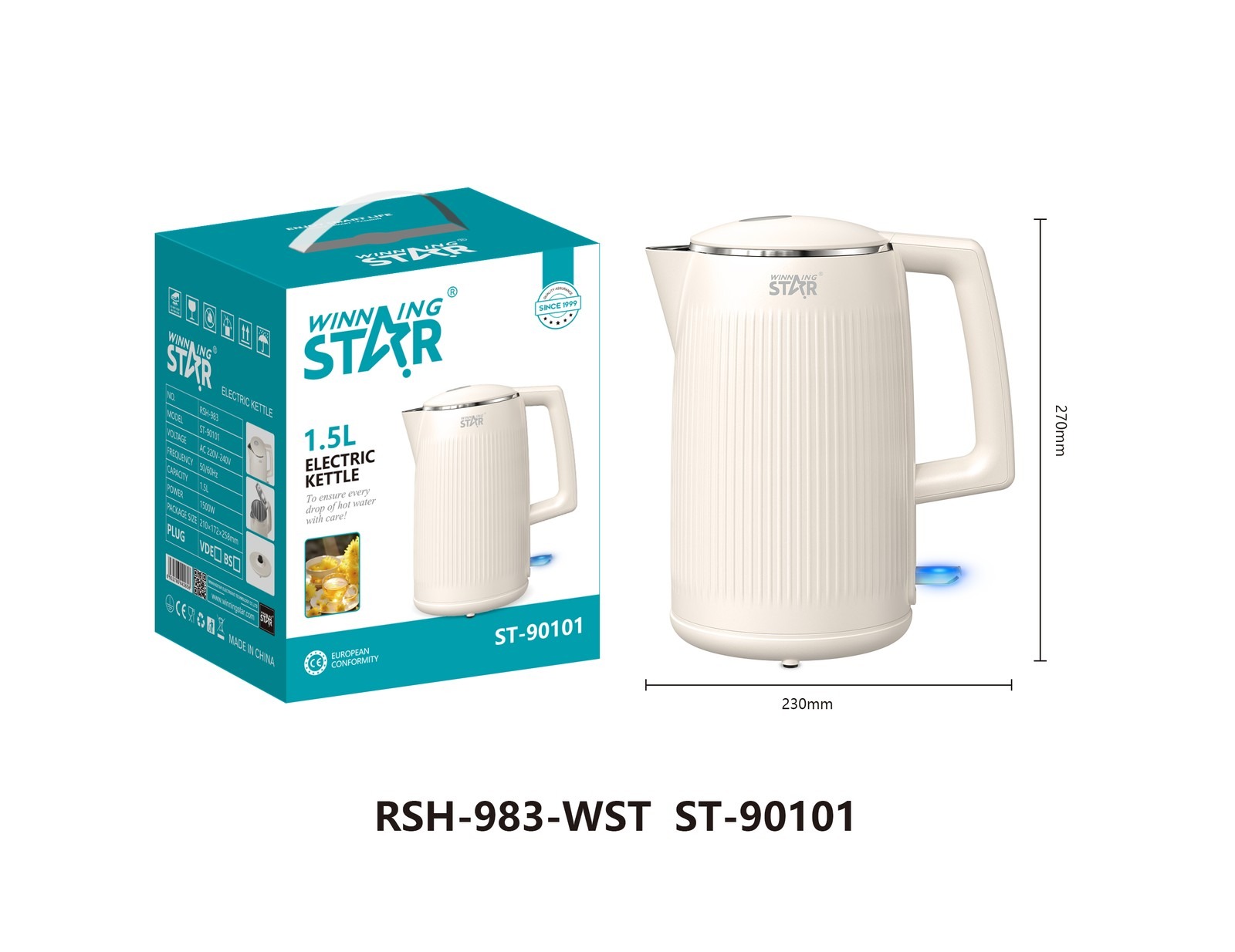 Bouilloire électrique ST-90101 WINNINGSTAR 1,5 L