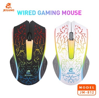 Souris Filaire JM-812 "Cool Crack" – Design Fissuré Lumineux – Finition Matte Anti-Transpiration – Éclairage "Color Breathing" – Grip Anti-Dérapant