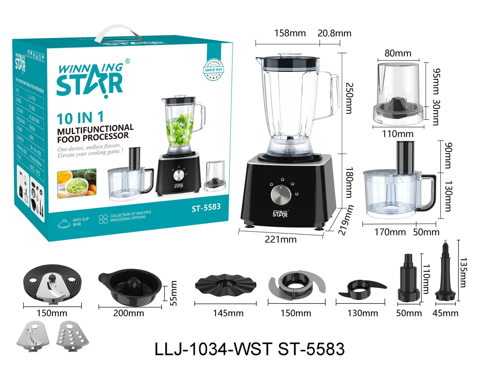 Robot culinaire ST-5583 WINNINGSTAR 1,8 L