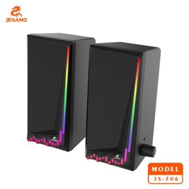 Système d'Enceintes Smart RGB JS-706 – Son Surround 360° – USB & Jack 3.5mm