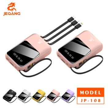 Power Bank Multi-Câbles JP-108 – 10 000 mAh – Sortie Triple Ligne Intégrée