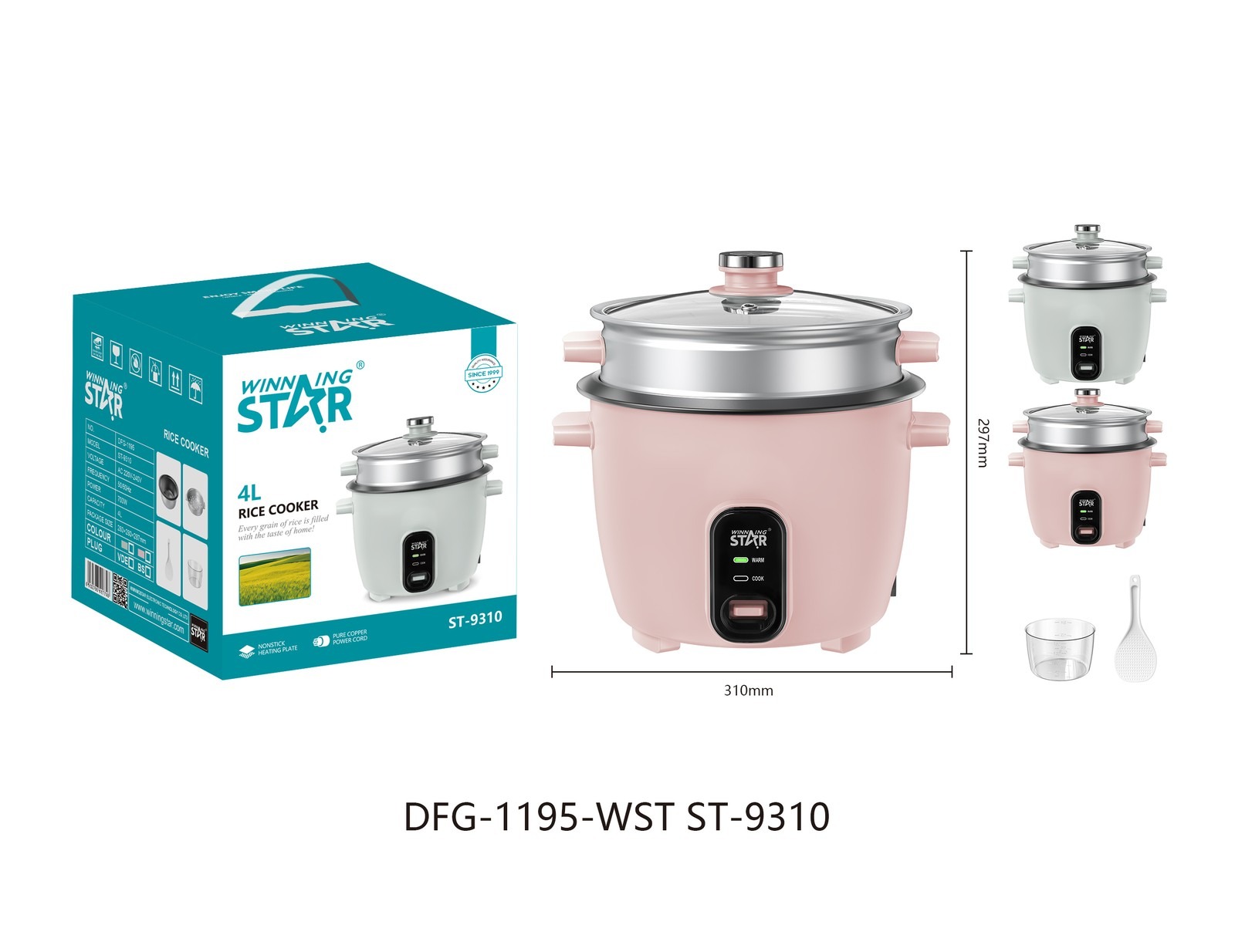 Cuiseur à riz ST-9310 WINNINGSTAR à vapeur, 4 L