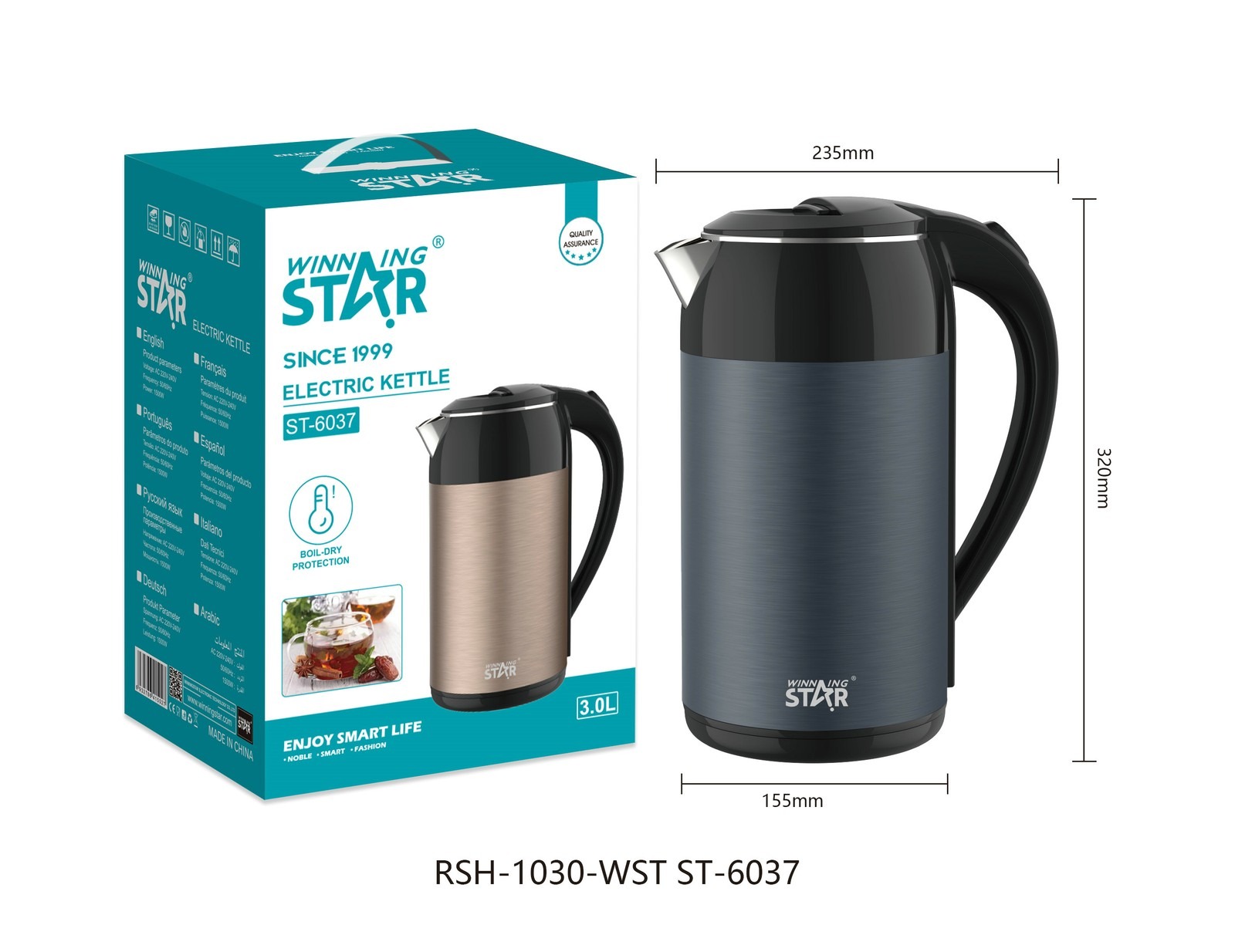 Bouilloire électrique ST-6037 WINNINGSTAR 2,5 L, 1500 W
