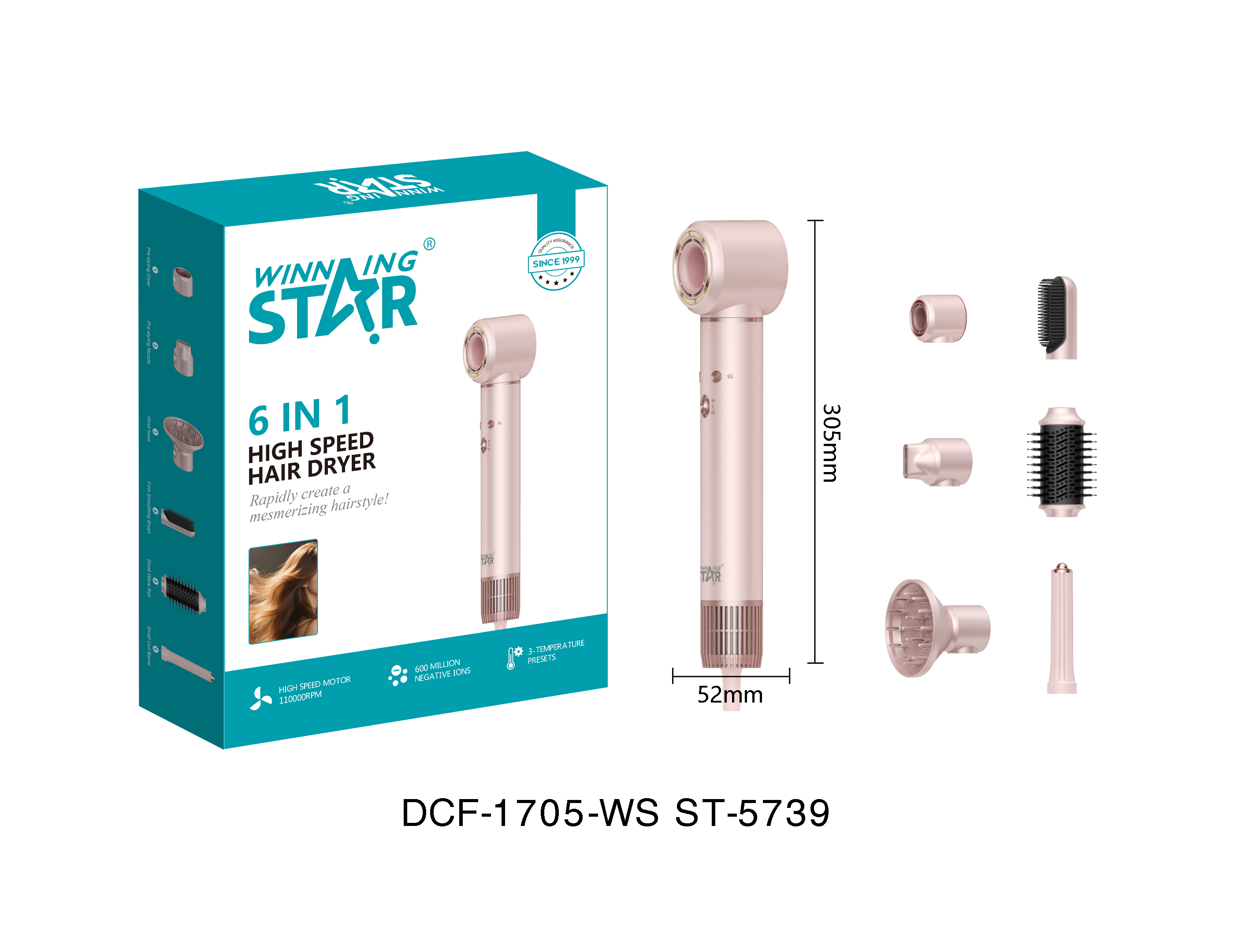 Sèche-cheveux ST-5739 WINNINGSTAR 6 en 1