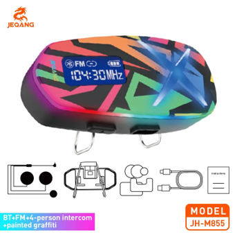 Intercom de Groupe JH-M855 – Connexion 4 Personnes & Bluetooth 6.0 – Style Graffiti