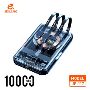 Power Bank Hybride JP-117 – 10 000 mAh – Charge Sans Fil & Câble Type-C 22.5W