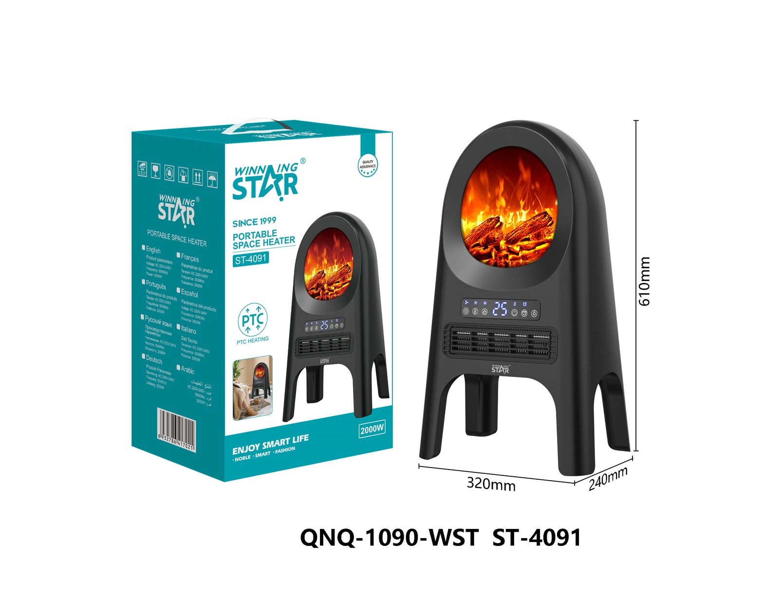 Chauffage ST-4091 WINNINGSTAR avec affichage numérique, 2000 W