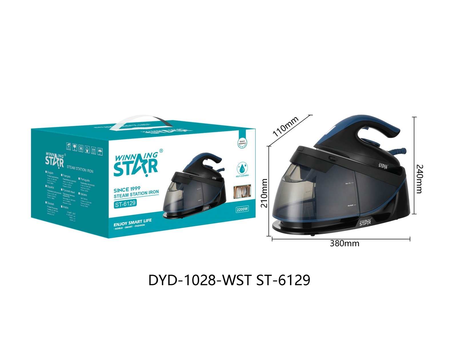 Fer à repasser ST-6129 WINNINGSTAR à vapeur, 1,7 L, 2200 W