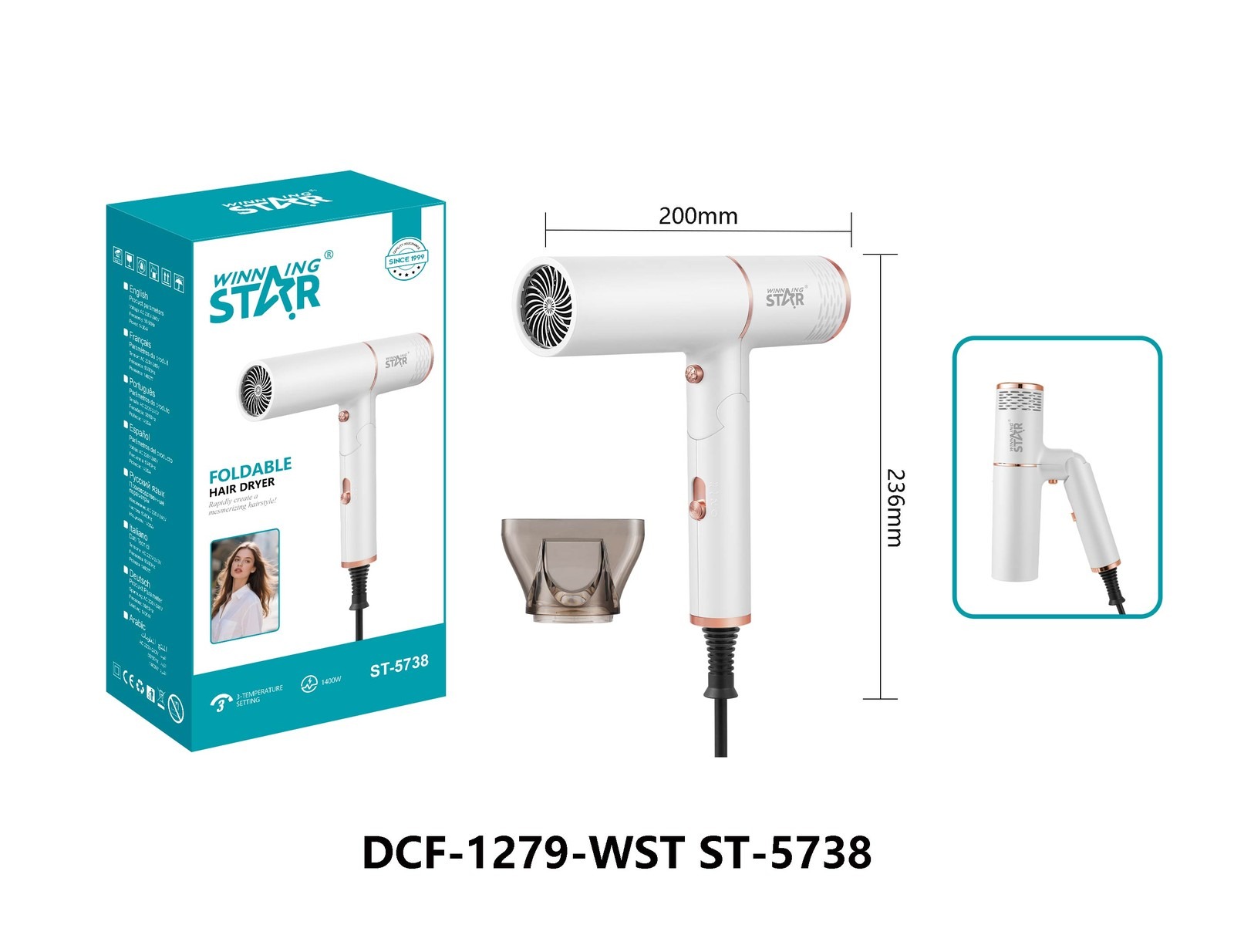 Sèche-cheveux ST-5738 WINNINGSTAR 1400 W