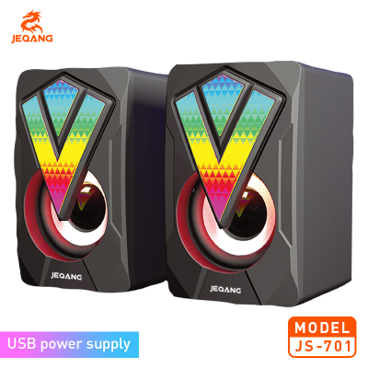 Système d'Enceintes Multimedia 2.0 RGB JS-701 – Son Surround 360° – USB & Jack 3.5mm