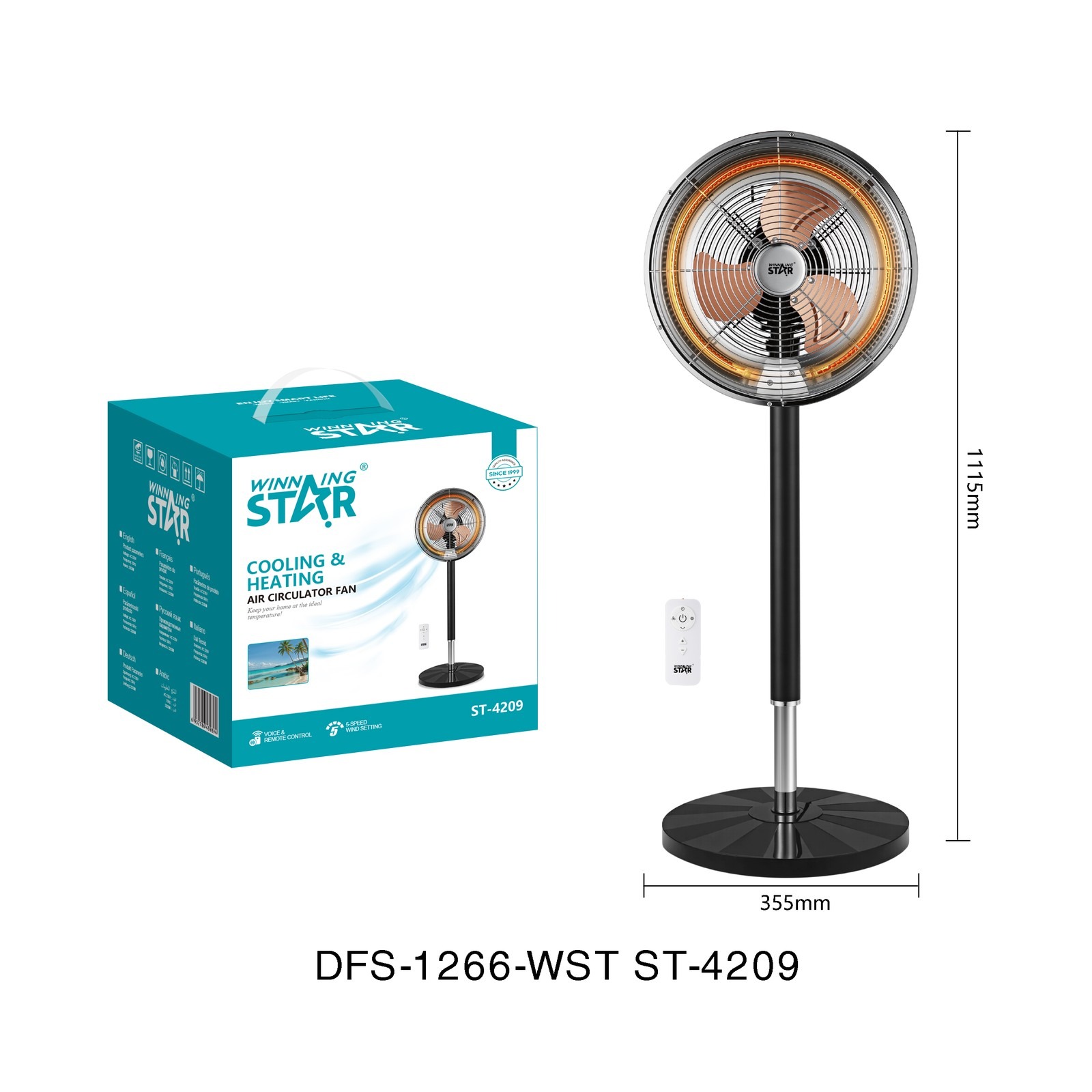 Ventilateur électrique ST-4209 WINNINGSTAR 2200 W, tactile
