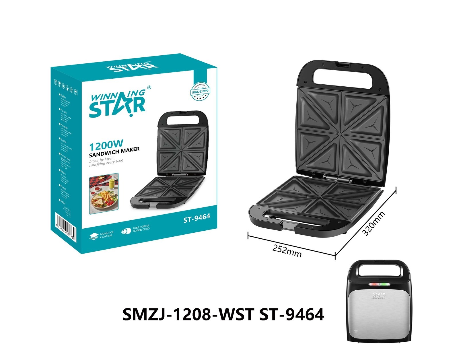 Appareil à sandwichs ST-9464 WINNINGSTAR 1200 W