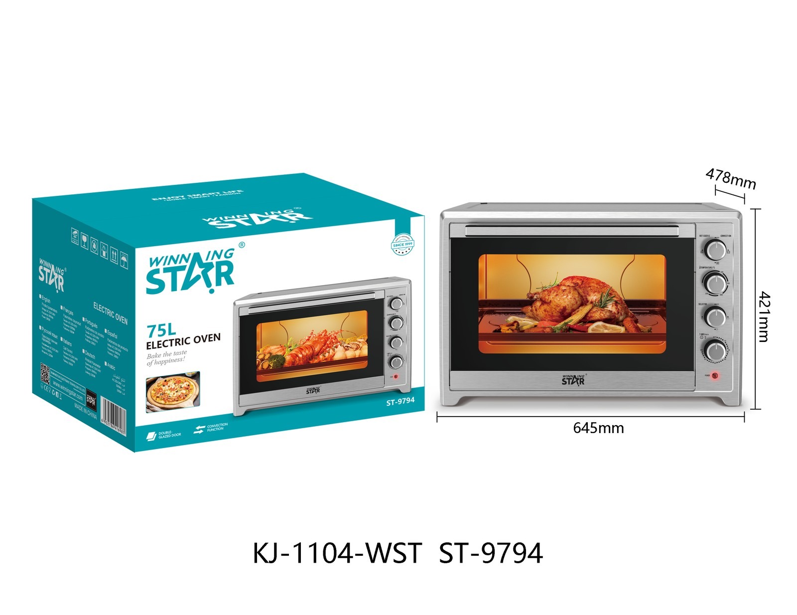Four à double vitrage ST-9794 WINNINGSTAR 75 L