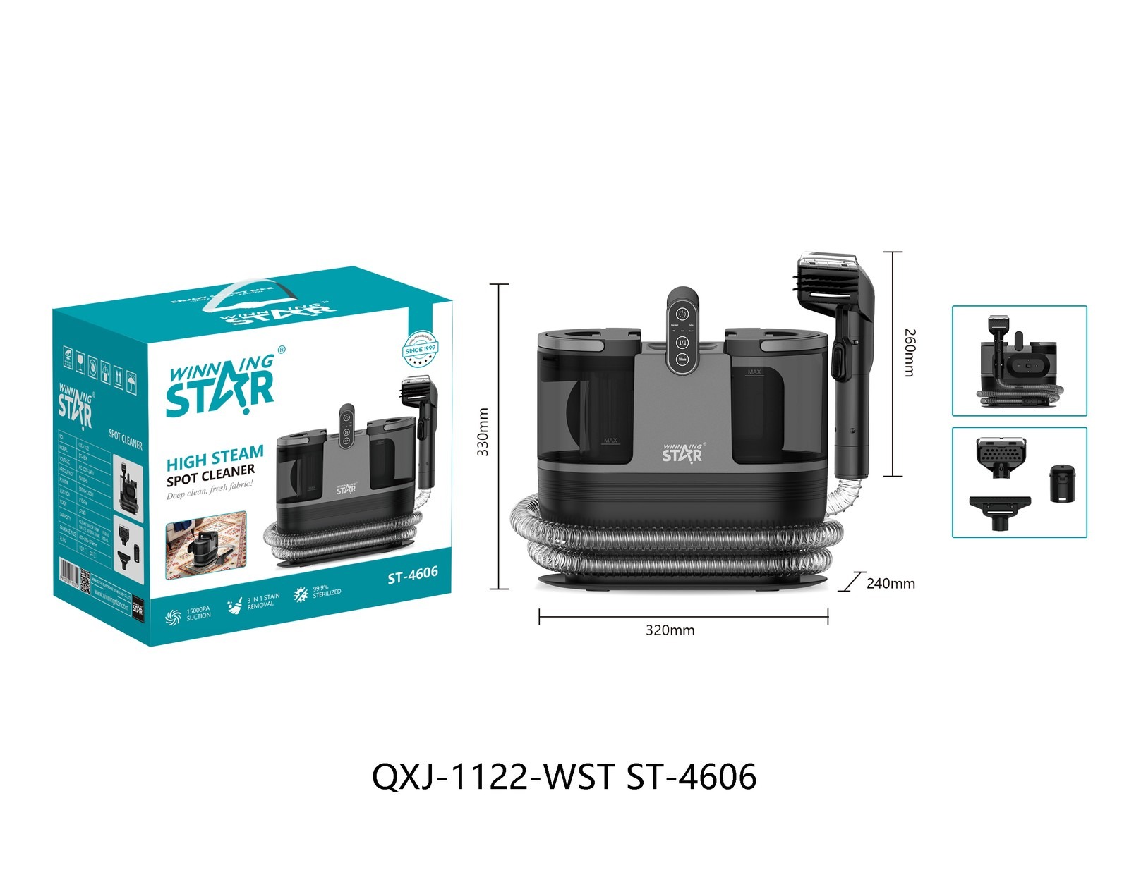 Nettoyeur vapeur textile ST-4606 WINNINGSTAR étanche IPX4