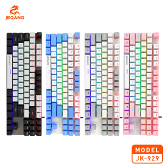 Clavier Mécanique JK-929 – Conception Étanche (Waterproof) – Switchs Verts Anti-Poussière Interchangeables – 8 Modes Jeu & Éclairage Custom – Châssis Métallique