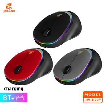 Souris Dual-Mode JW-D227 RGB – Connexion Bluetooth + 2.4G – Molette Bille & Clics Silencieux – Rechargeable – Design Anti-Interférence