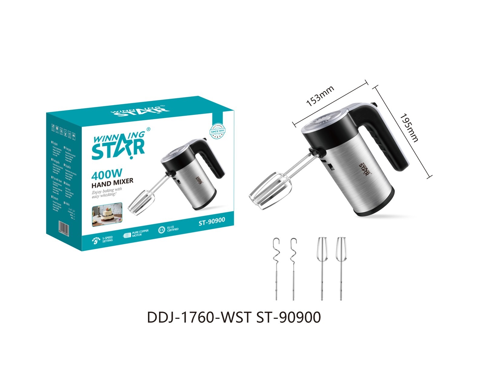 Batteur à œufs ST-90900 WINNINGSTAR - Noir