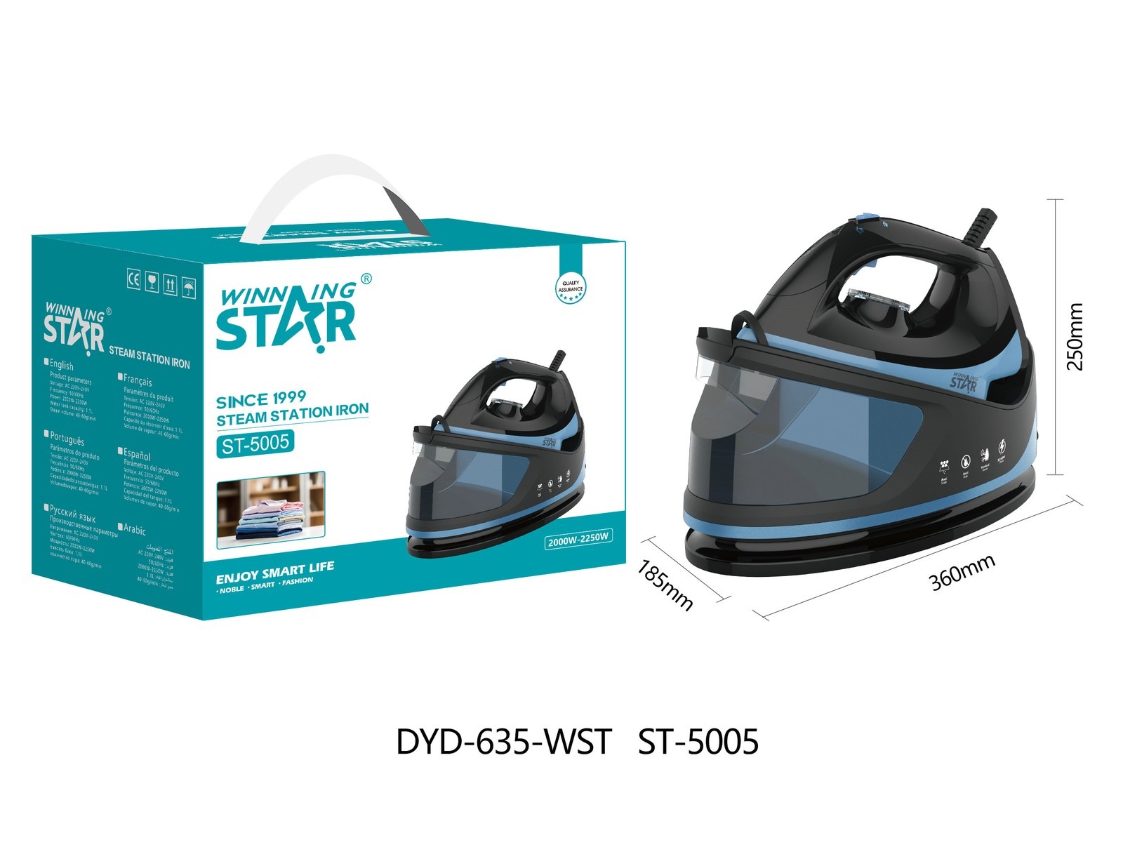 Fer à repasser ST-5005 WINNINGSTAR à vapeur, 1,1 L