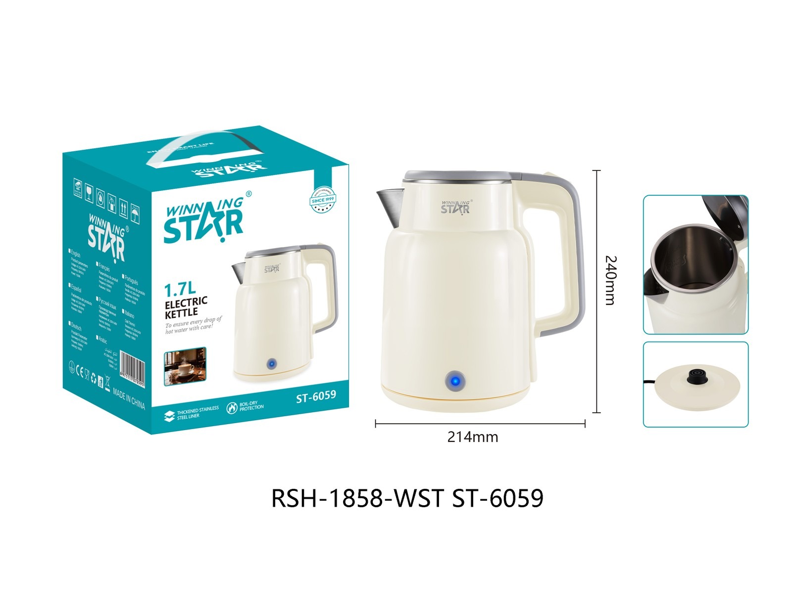 Bouilloire électrique ST-6059 WINNINGSTAR 1,7 L, 1500 W