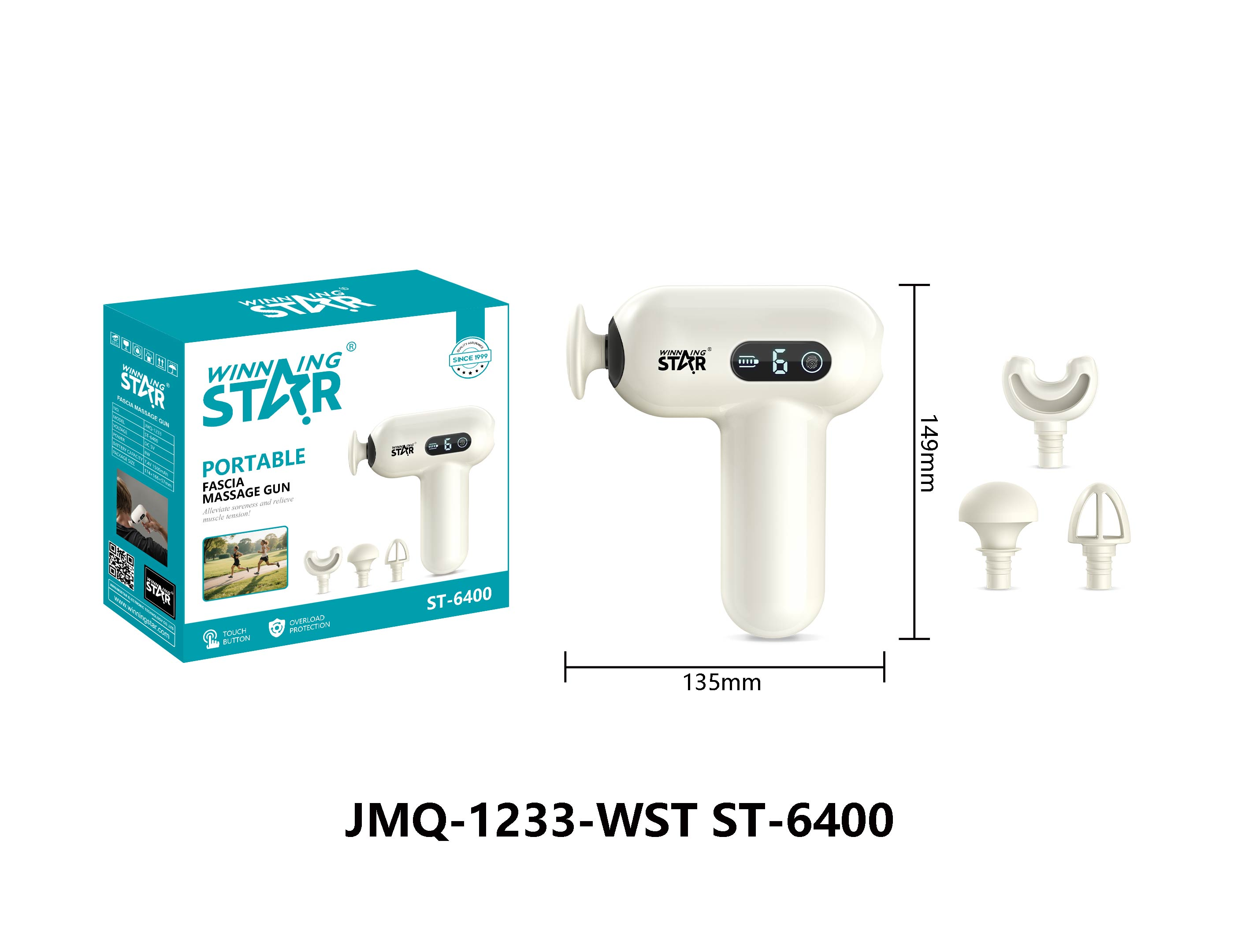 Pistolet à fascia ST-6400 WINNINGSTAR avec affichage numérique, tactile