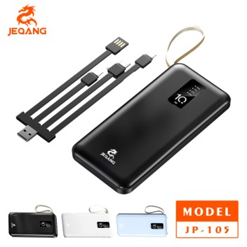 Power Bank Multi-Connectique JP-105 – 10 000 mAh – 4 Câbles Intégrés