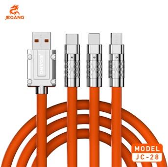Câble Gaming 3-en-1 JC-28 – Connecteurs en Coude – iOS / Android / Type-C