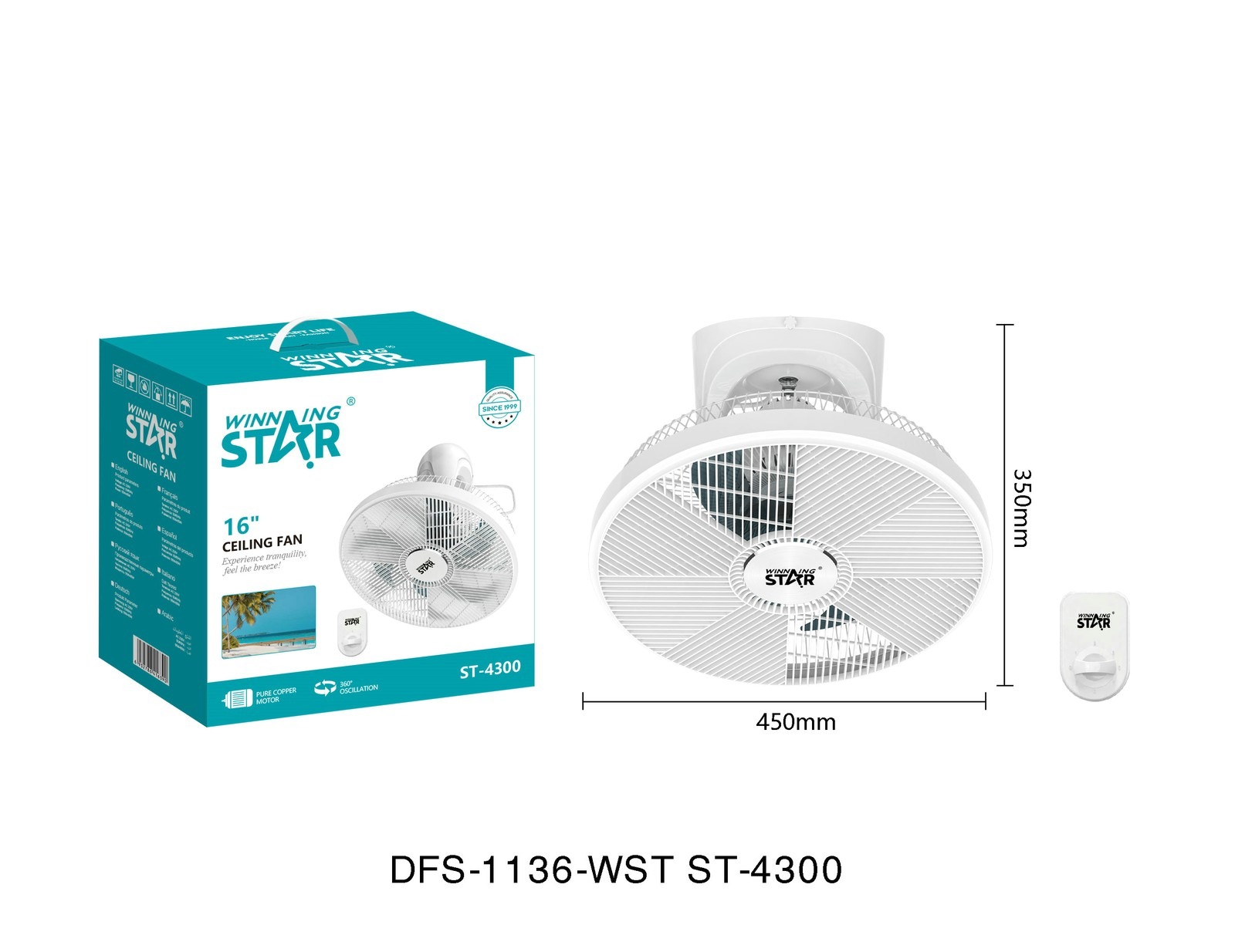 Ventilateur électrique ST-4300 WINNINGSTAR 16 pouces