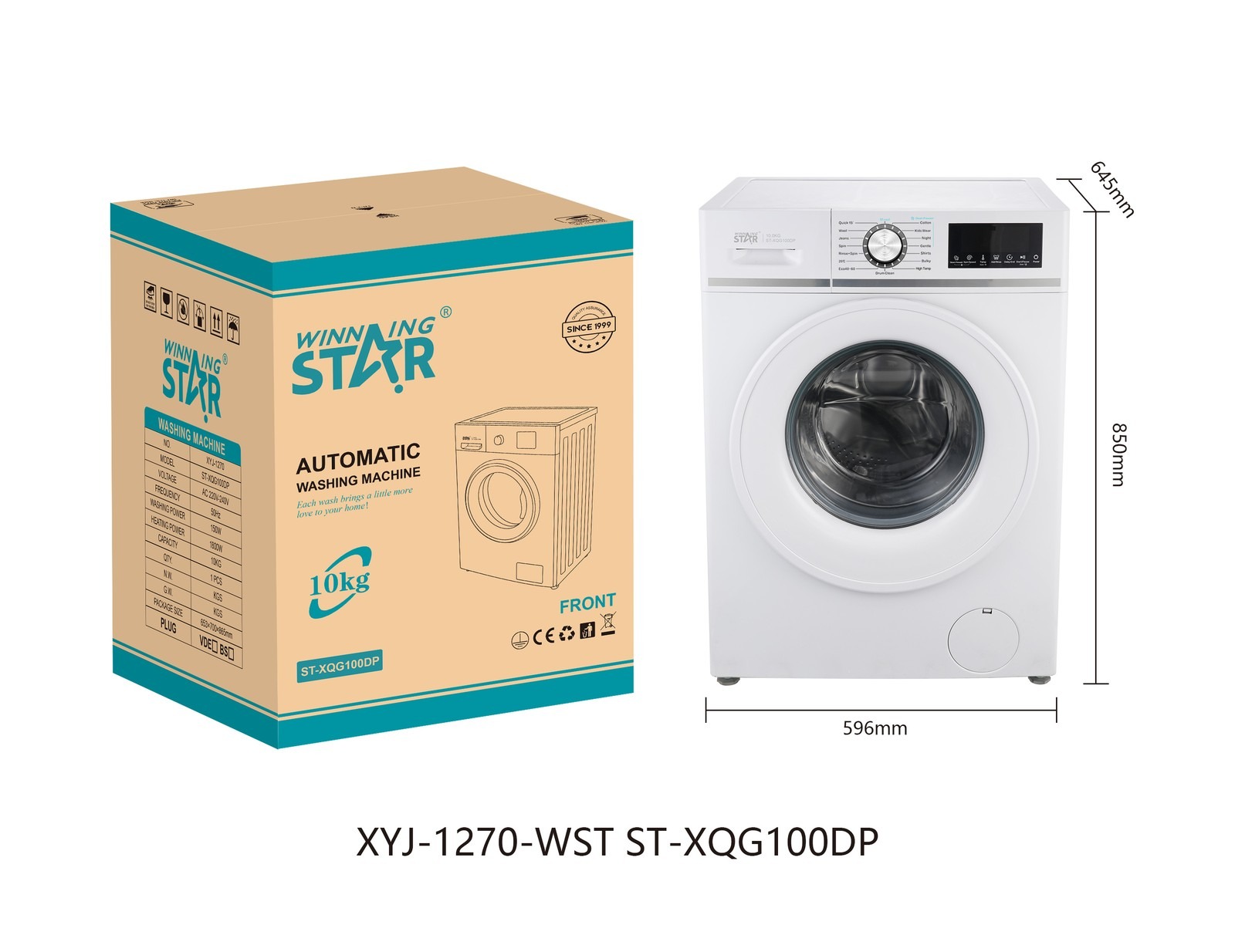 Lave-linge ST-XQG100DP WINNINGSTAR avec affichage numérique, entièrement automatique