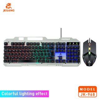 Combo Gaming JK-968 – Clavier à Châssis en Fer Rétroéclairé & Souris Gaming 4D Lumineuse – Structure Ultra-Robuste – Performance Multi-Jeux