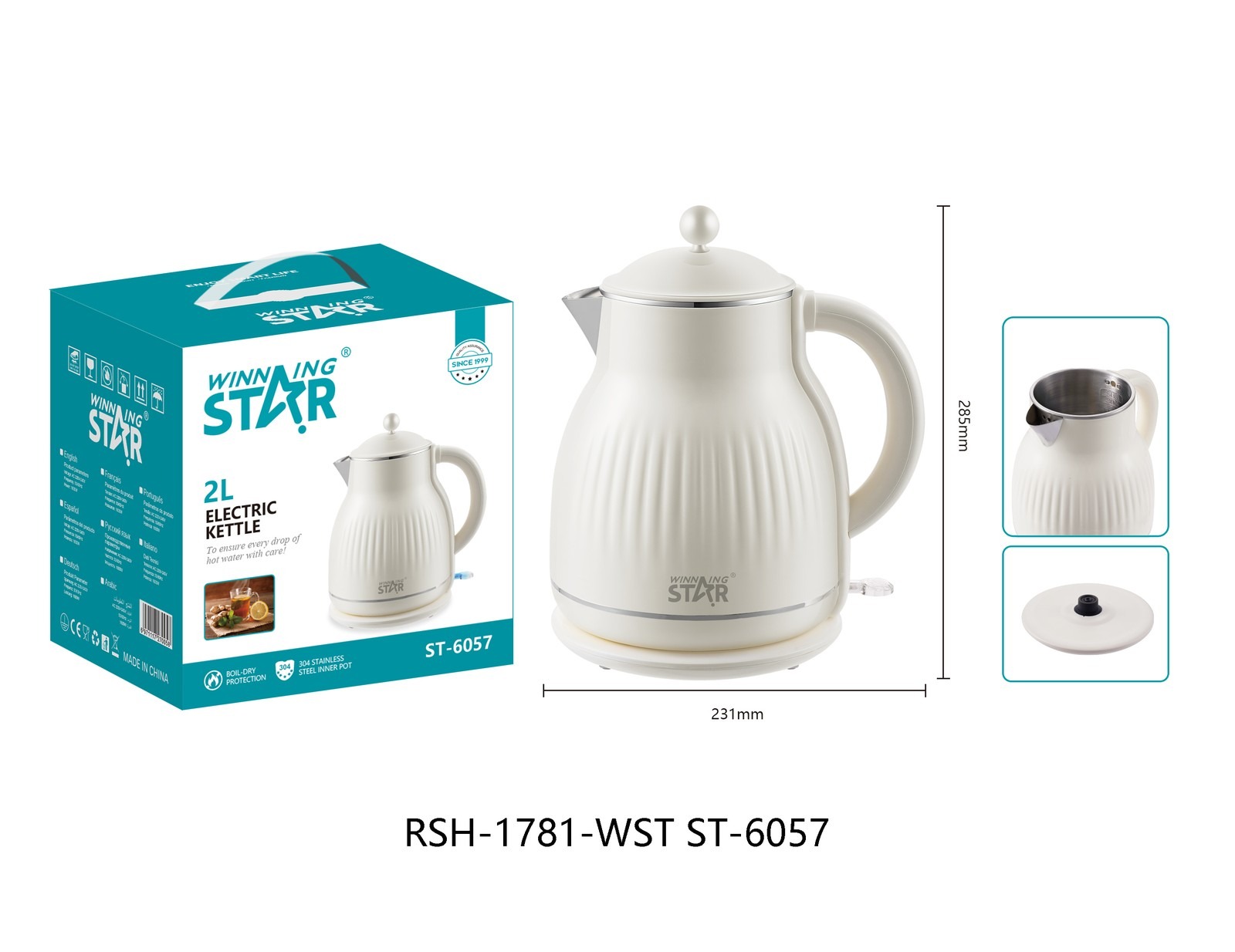 Bouilloire électrique ST-6057 WINNINGSTAR 2 L, 1600 W